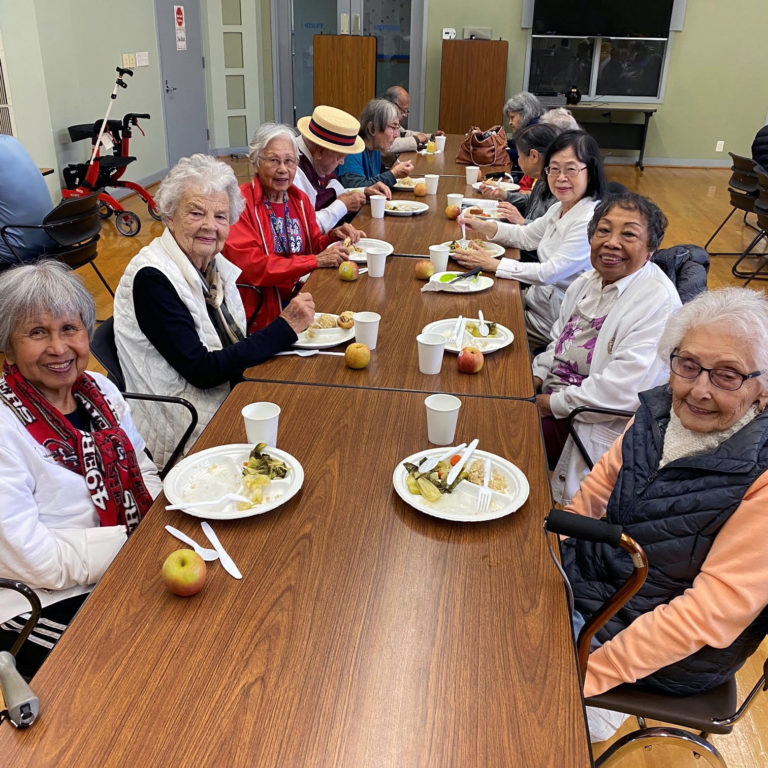 Participants enjoy free meals twice per week as part of the Congregate Nutrition Program.